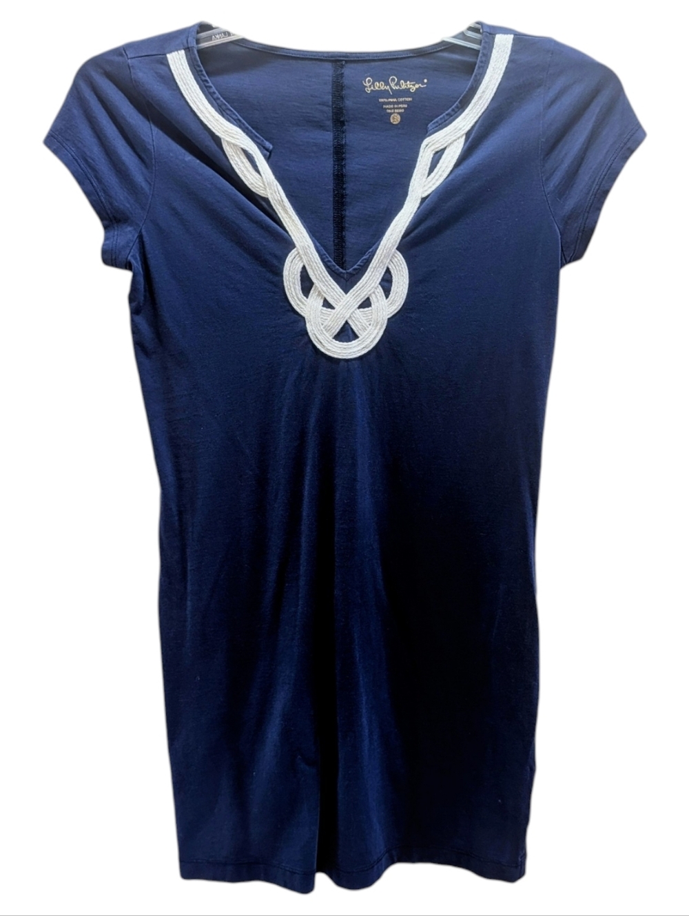 Lilly Pulitzer Navy Knit V-Neck Dress with White Embroidery Small